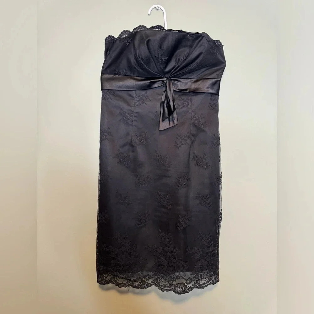 White House Black Market Women’s Black Mini Strapless Cocktail Dress‎ Size 6